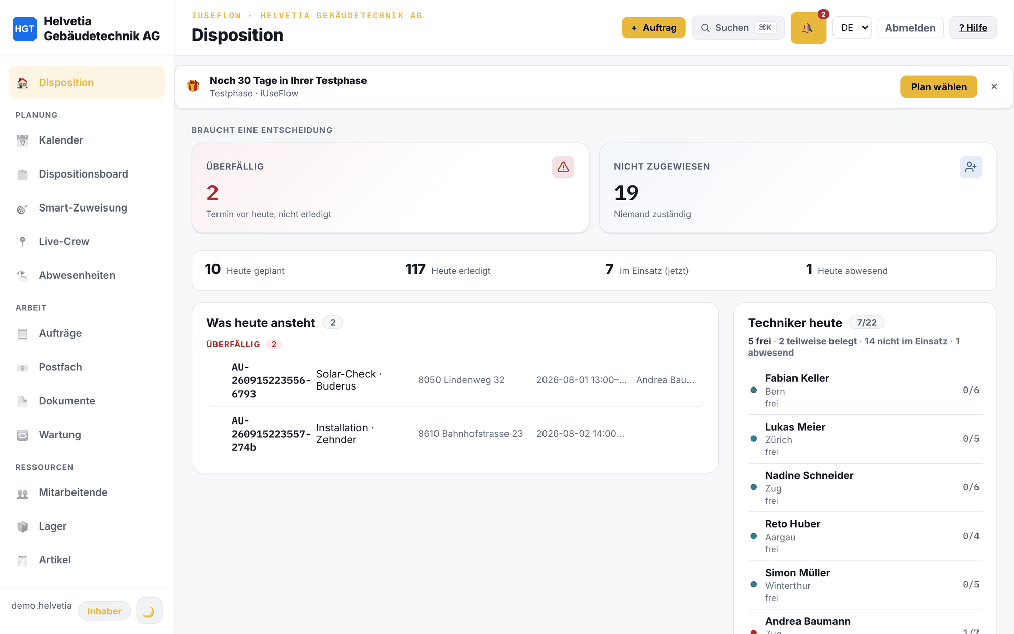 Field Routes Software iUseFlow — Job Scheduling & Field Service Software for Swiss SMEs
